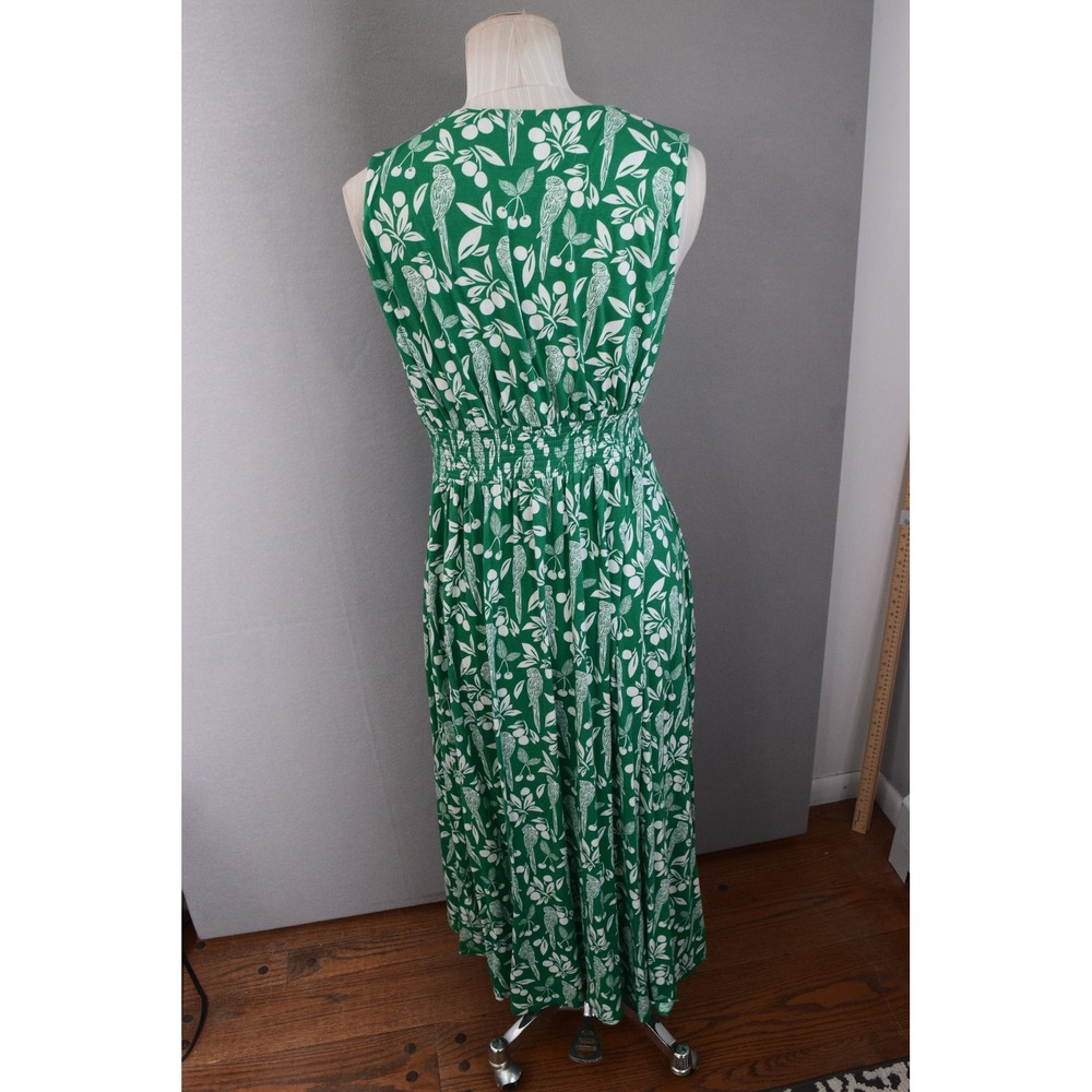 Boden Paloma Maxi Dress 4P Green Parrot V Neck Smocked Waist Sleeveless - Picture 4 of 7
